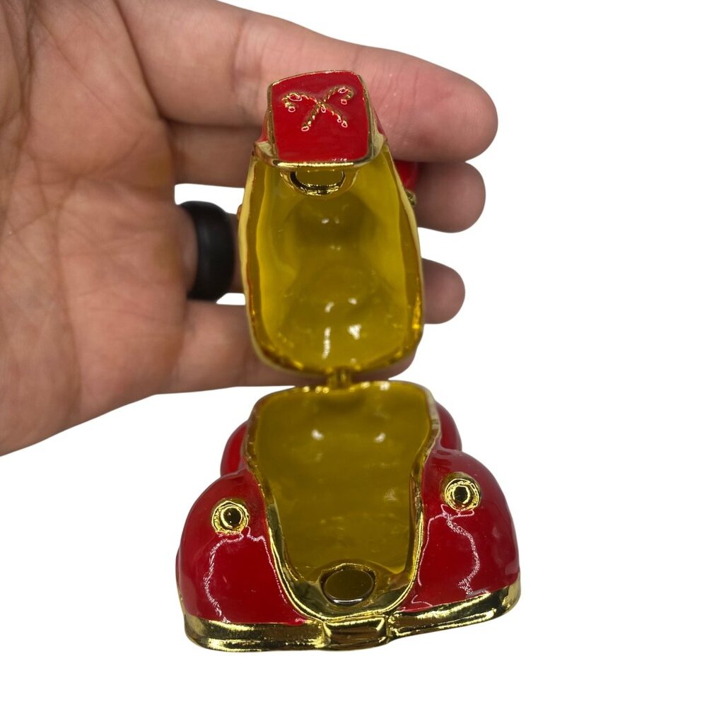 Santa enameled luxury red car bejeweled crystals trinket collectible box - Picture 9 of 11